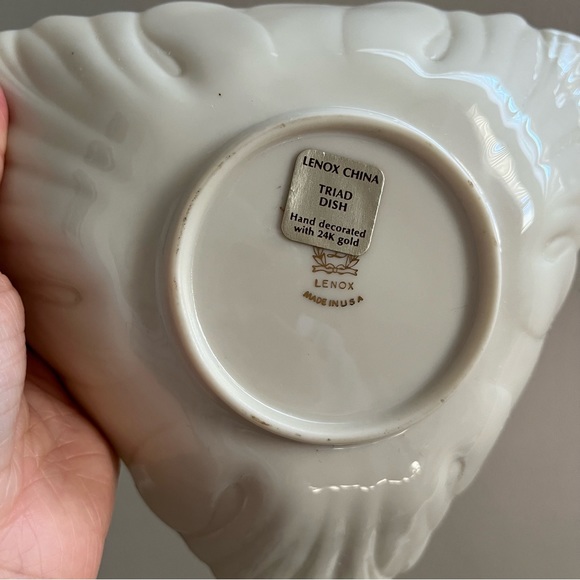 Lenox China Triad Dish Hand Decorated with 24K Gold - Picture 6 of 6